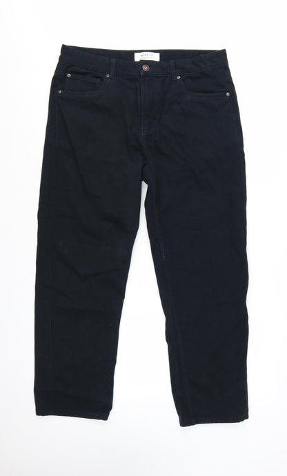 Next Men's Black Straight Fit Jeans 34S Cotton Denim