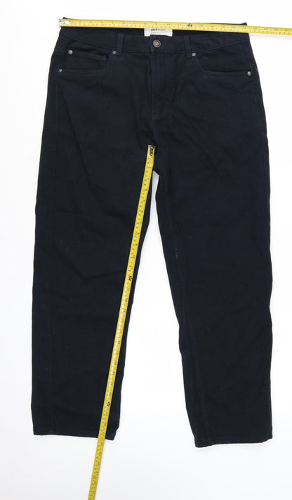 Next Men's Black Straight Fit Jeans 34S Cotton Denim