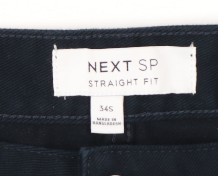 Next Men's Black Straight Fit Jeans 34S Cotton Denim