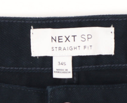 Next Men's Black Straight Fit Jeans 34S Cotton Denim