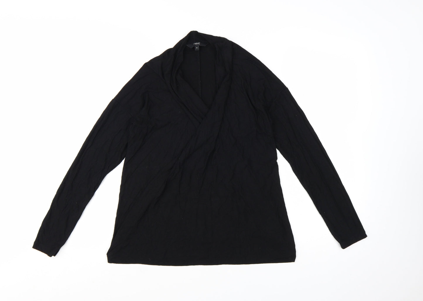 Next Women Black Jersey Wrap Long Sleeve Blouse Size 10