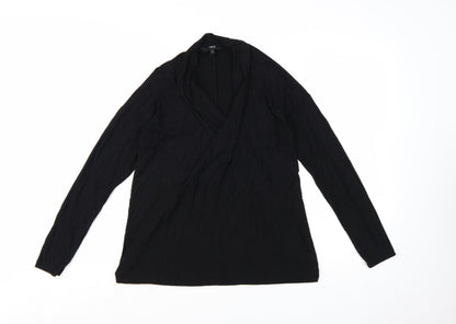 Next Women Black Jersey Wrap Long Sleeve Blouse Size 10