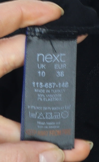 Next Women Black Jersey Wrap Long Sleeve Blouse Size 10