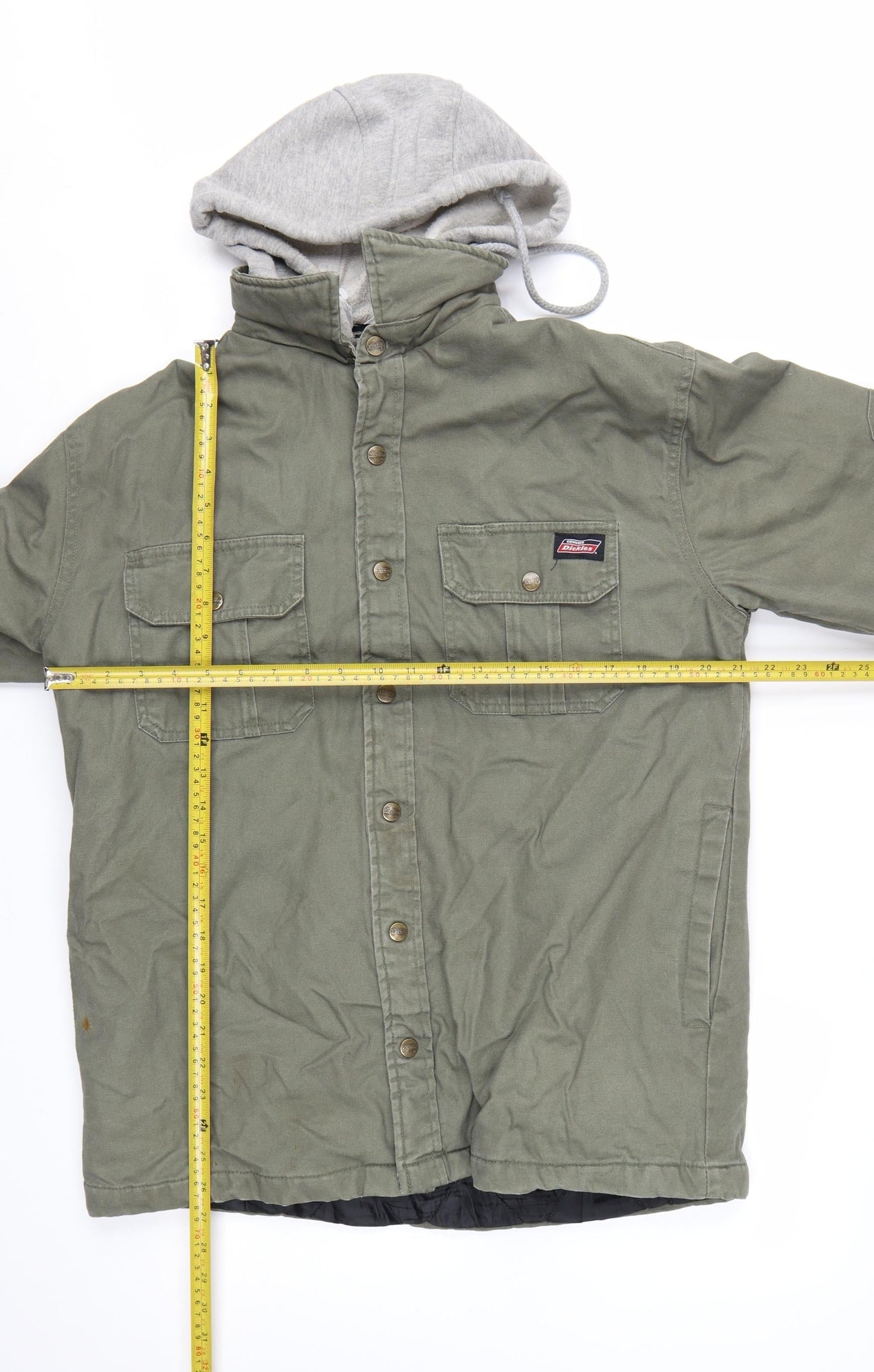 Dickies Men's Green Cotton Hooded Military Jacket Size M