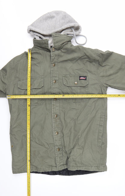 Dickies Men's Green Cotton Hooded Military Jacket Size M