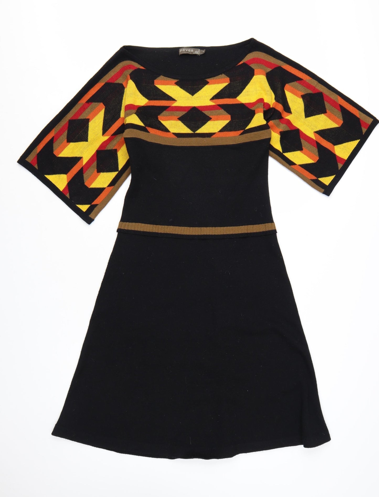 Fever London Women’s Black Size 8 A-Line Knit Retro Dress