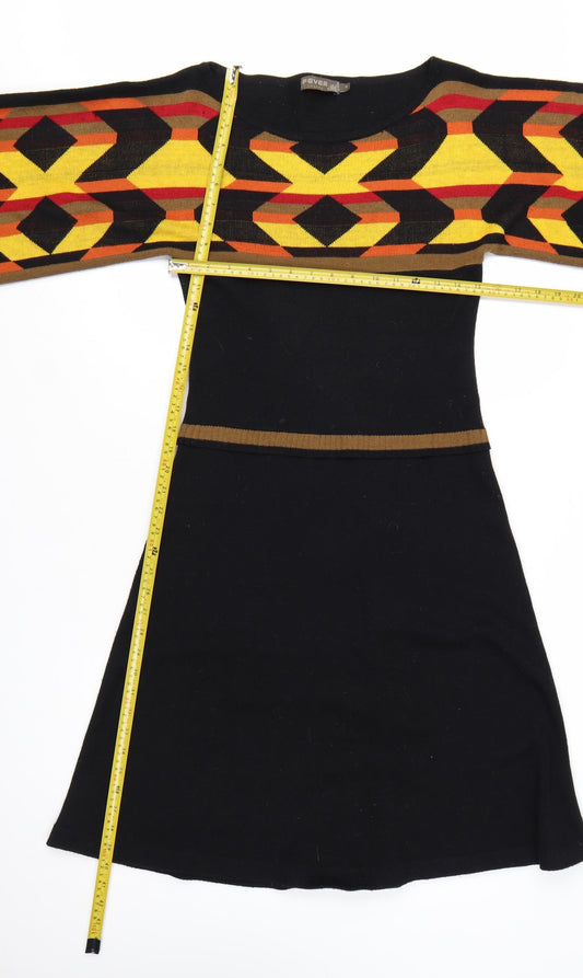 Fever London Women’s Black Size 8 A-Line Knit Retro Dress