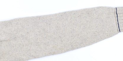 Mantaray Men's Beige Wool Blend 1/4 Zip Cable Knit Jumper M