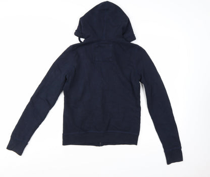 Hollister Women's Navy Full Zip Hoodie Medium Cotton Blend