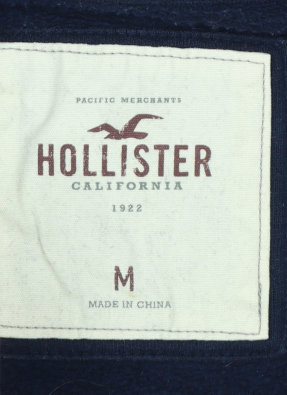 Hollister Women's Navy Full Zip Hoodie Medium Cotton Blend