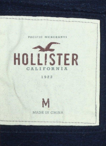 Hollister Women's Navy Full Zip Hoodie Medium Cotton Blend