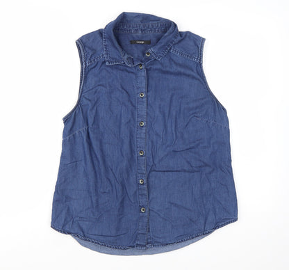 George Women’s Blue Denim Sleeveless Button-Up Shirt UK 14