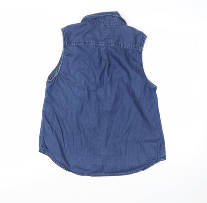 George Women’s Blue Denim Sleeveless Button-Up Shirt UK 14