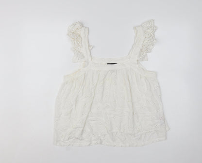 New Look Women White Embroidered Camisole Blouse UK 10