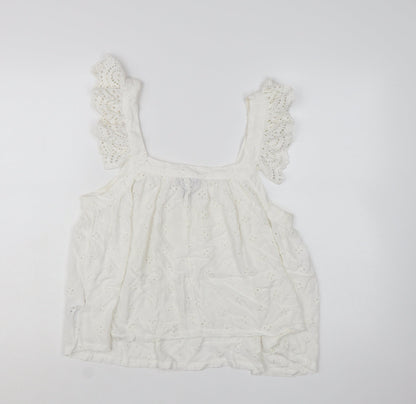 New Look Women White Embroidered Camisole Blouse UK 10