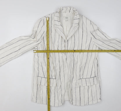 Marks and Spencer Women’s White Striped Linen Viscose Blazer Size 12