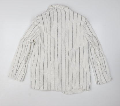 Marks and Spencer Women’s White Striped Linen Viscose Blazer Size 12