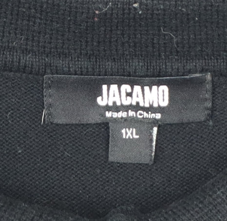 Jacamo Men's Black XL Short Sleeve Cotton Polo Jumper