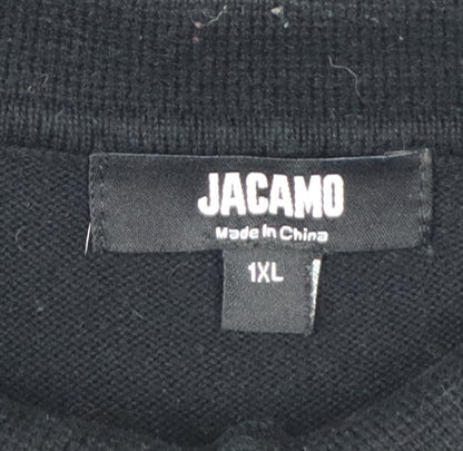 Jacamo Men's Black XL Short Sleeve Cotton Polo Jumper