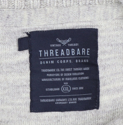 Threadbare Men's Beige Cable Knit Shawl Collar Cardigan 2XL