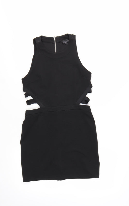 Topshop Women’s Black Cut Out Bodycon Mini Dress UK 10