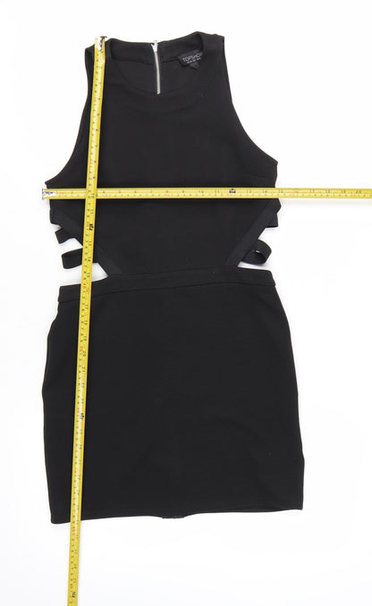 Topshop Women’s Black Cut Out Bodycon Mini Dress UK 10