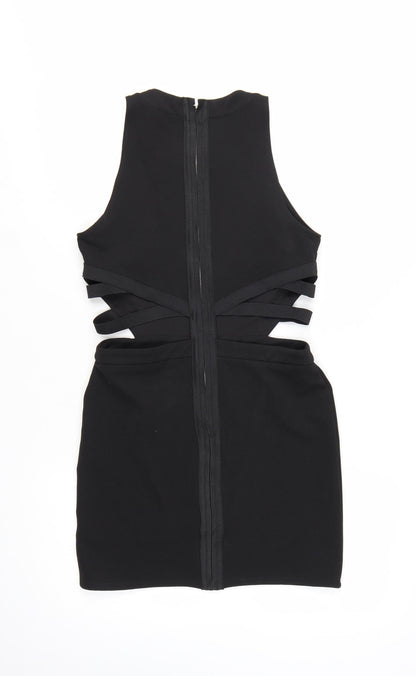 Topshop Women’s Black Cut Out Bodycon Mini Dress UK 10