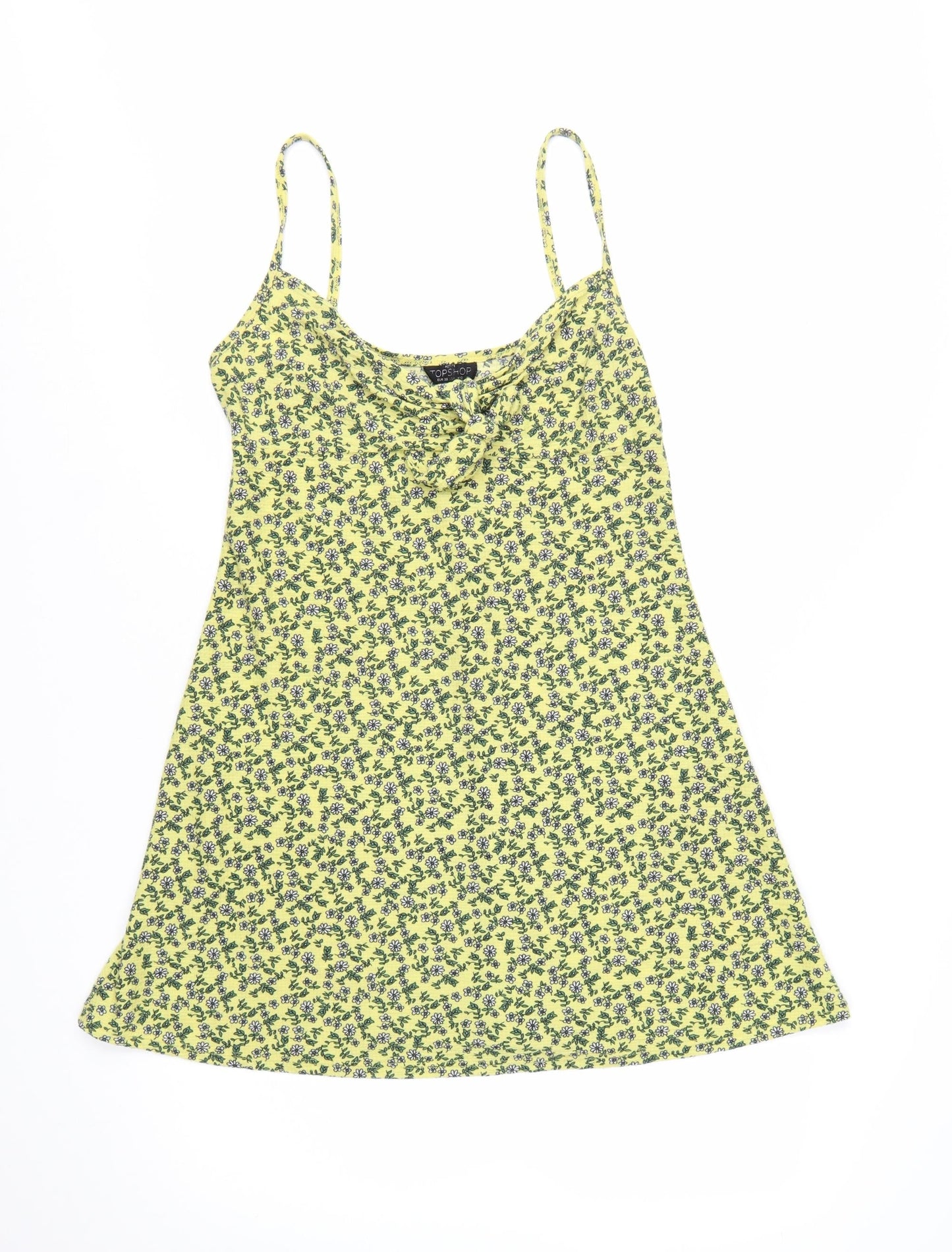 Topshop Women’s Yellow Floral Slip Dress Size 10 Summer Style