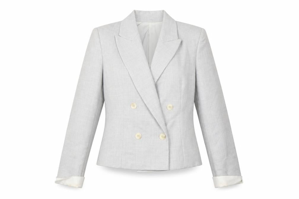 Zara Women Grey Double-Breasted Blazer Jacket Size S Tailored Workwear