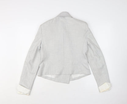Zara Women Grey Double-Breasted Blazer Jacket Size S Tailored Workwear