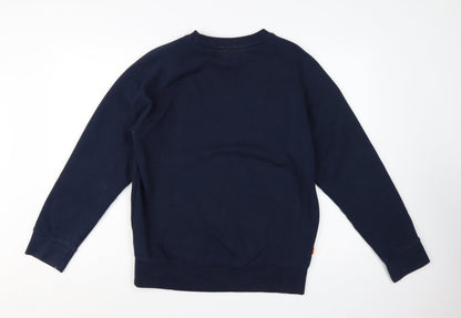 Timberland Men's Blue Logo Regular Fit Crew Neck Sweatshirt M