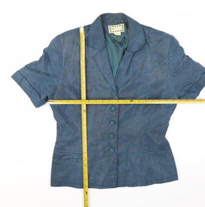 Monsoon Women Blue Short Sleeve Suit Jacket UK 12 Classic Lined