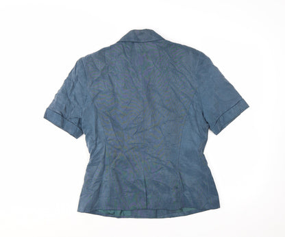 Monsoon Women Blue Short Sleeve Suit Jacket UK 12 Classic Lined