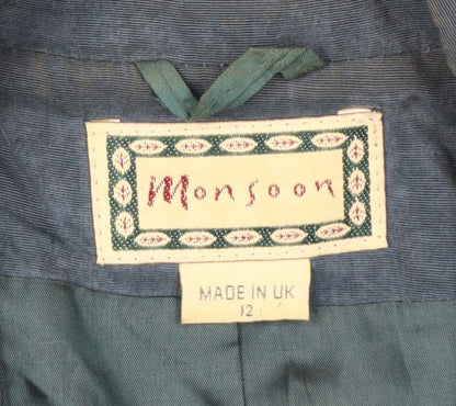 Monsoon Women Blue Short Sleeve Suit Jacket UK 12 Classic Lined