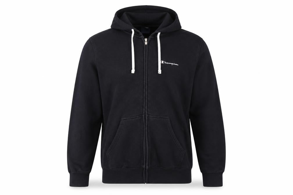 Champion Men's Black Full Zip Hoodie Size L Fleece Sweatshirt