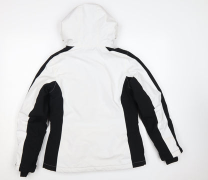 Nevica Women’s Black White Ski Jacket Size 10 Hooded Winter Coat