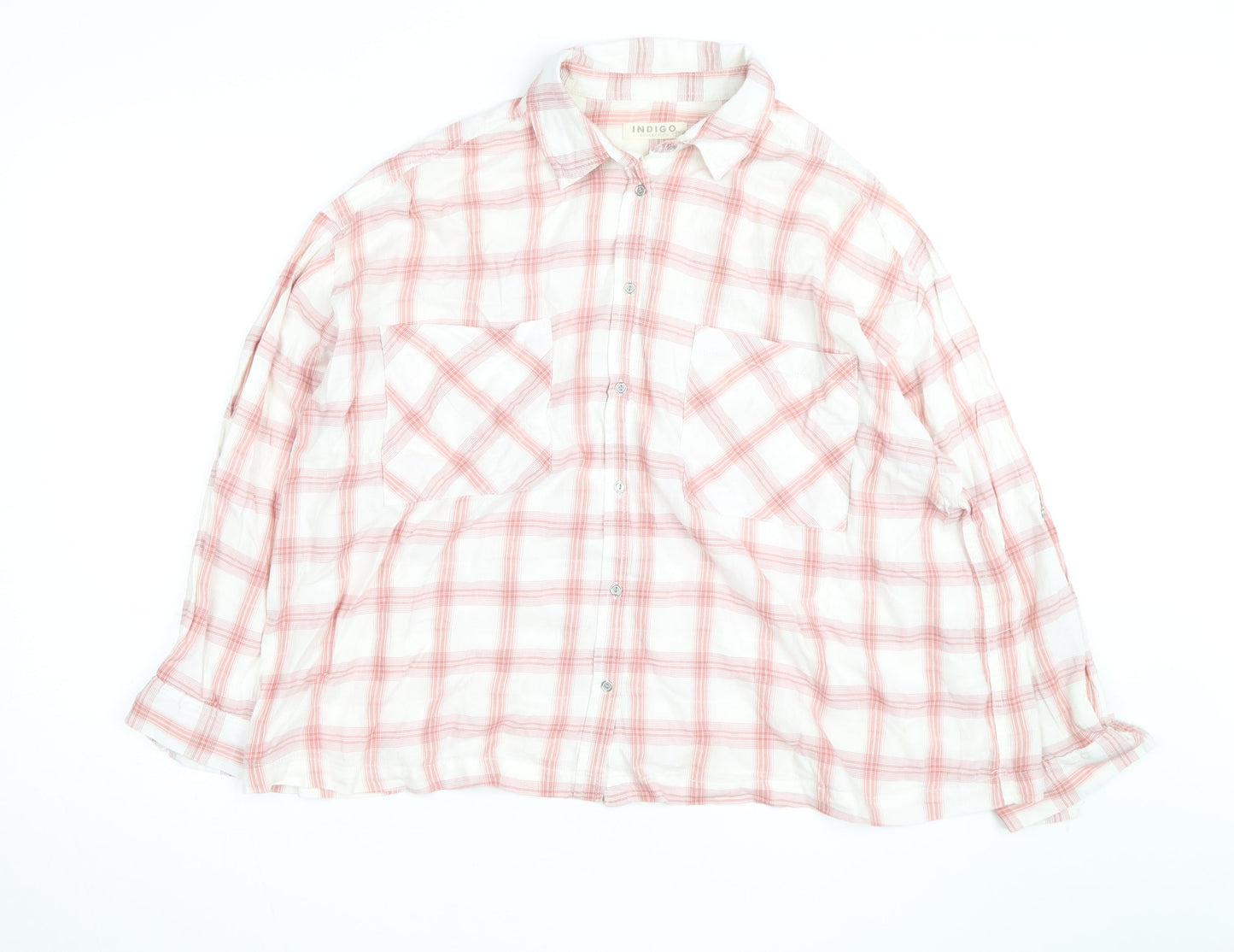 Marks and Spencer Women’s Pink Check Cotton Button-Up Shirt Size 24