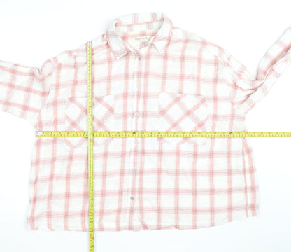 Marks and Spencer Women’s Pink Check Cotton Button-Up Shirt Size 24