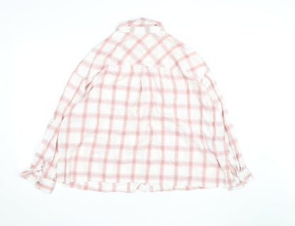 Marks and Spencer Women’s Pink Check Cotton Button-Up Shirt Size 24