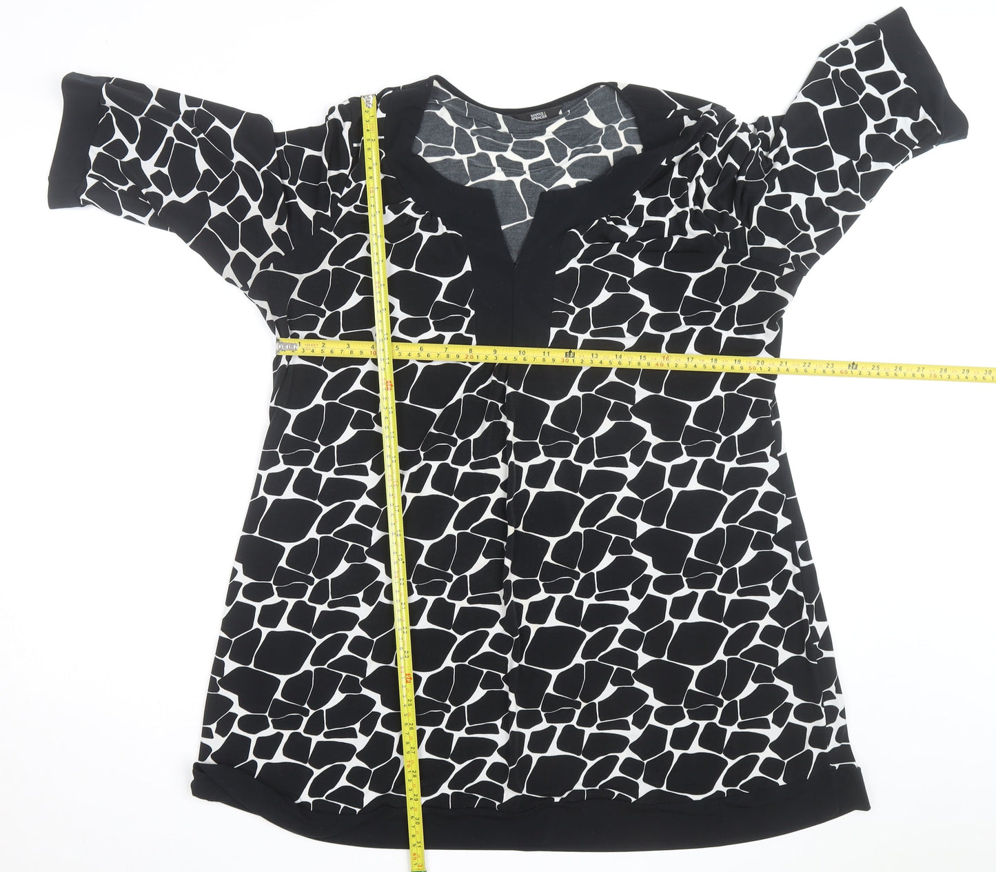Marks and Spencer Women's Black Animal Print Shift Dress Size 22