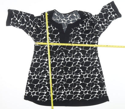 Marks and Spencer Women's Black Animal Print Shift Dress Size 22