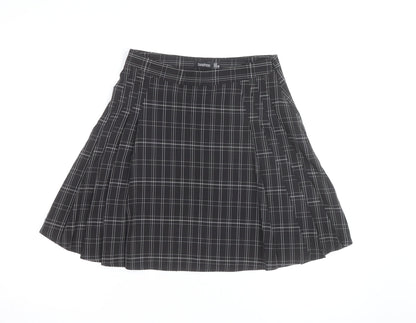Boohoo Women's Black Check Pleated Mini Skirt Size 10