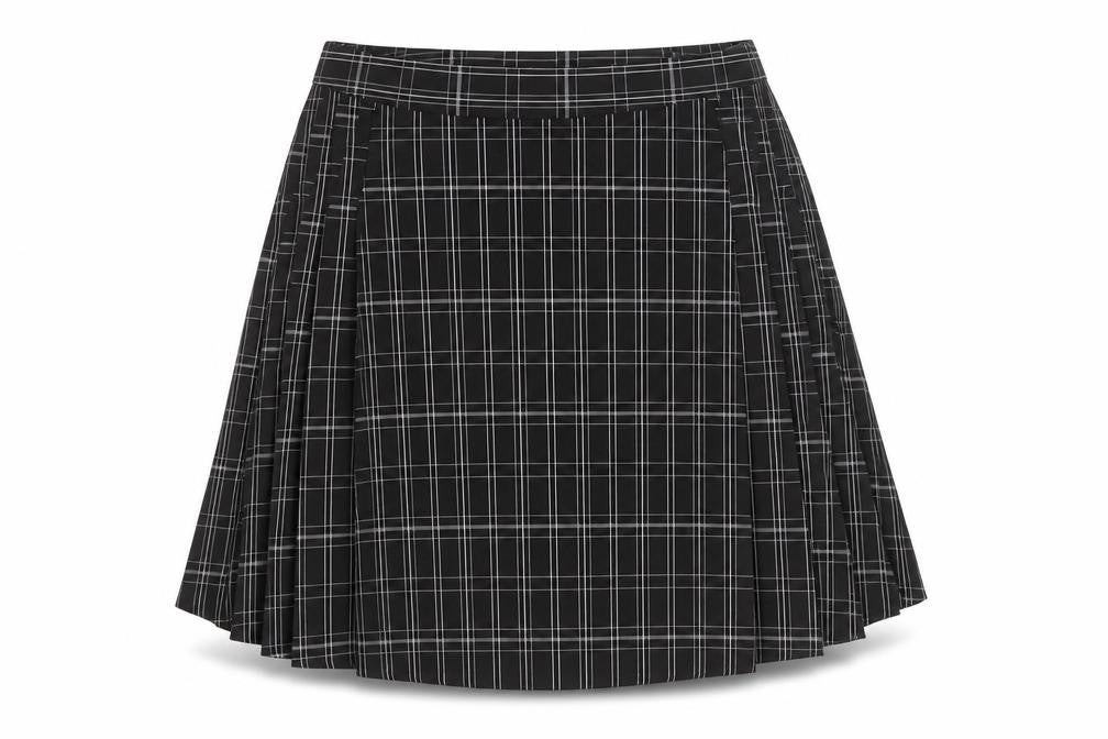Boohoo Women's Black Check Pleated Mini Skirt Size 10