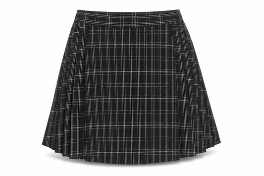 Boohoo Women's Black Check Pleated Mini Skirt Size 10