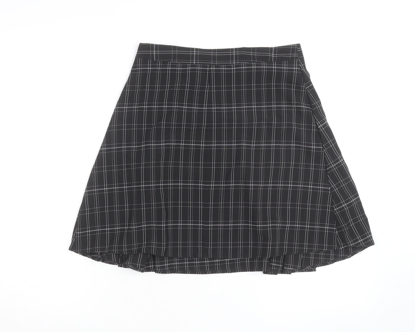 Boohoo Women's Black Check Pleated Mini Skirt Size 10