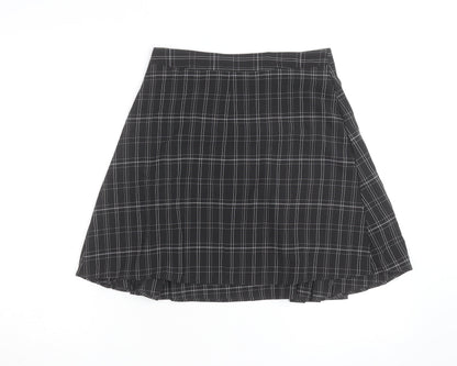 Boohoo Women's Black Check Pleated Mini Skirt Size 10