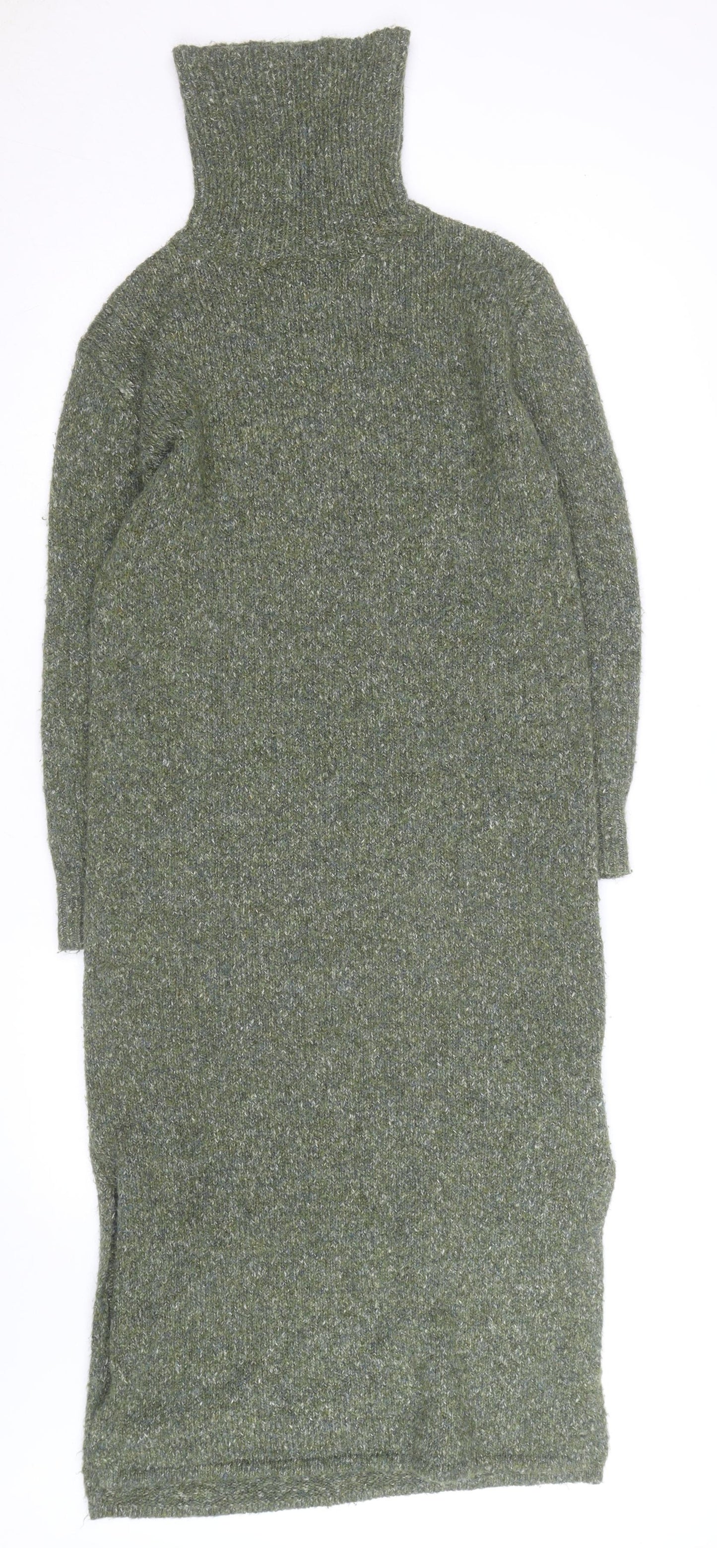 Yes Lola Women’s Green Knit Turtleneck Midi Bodycon Wool Dress S