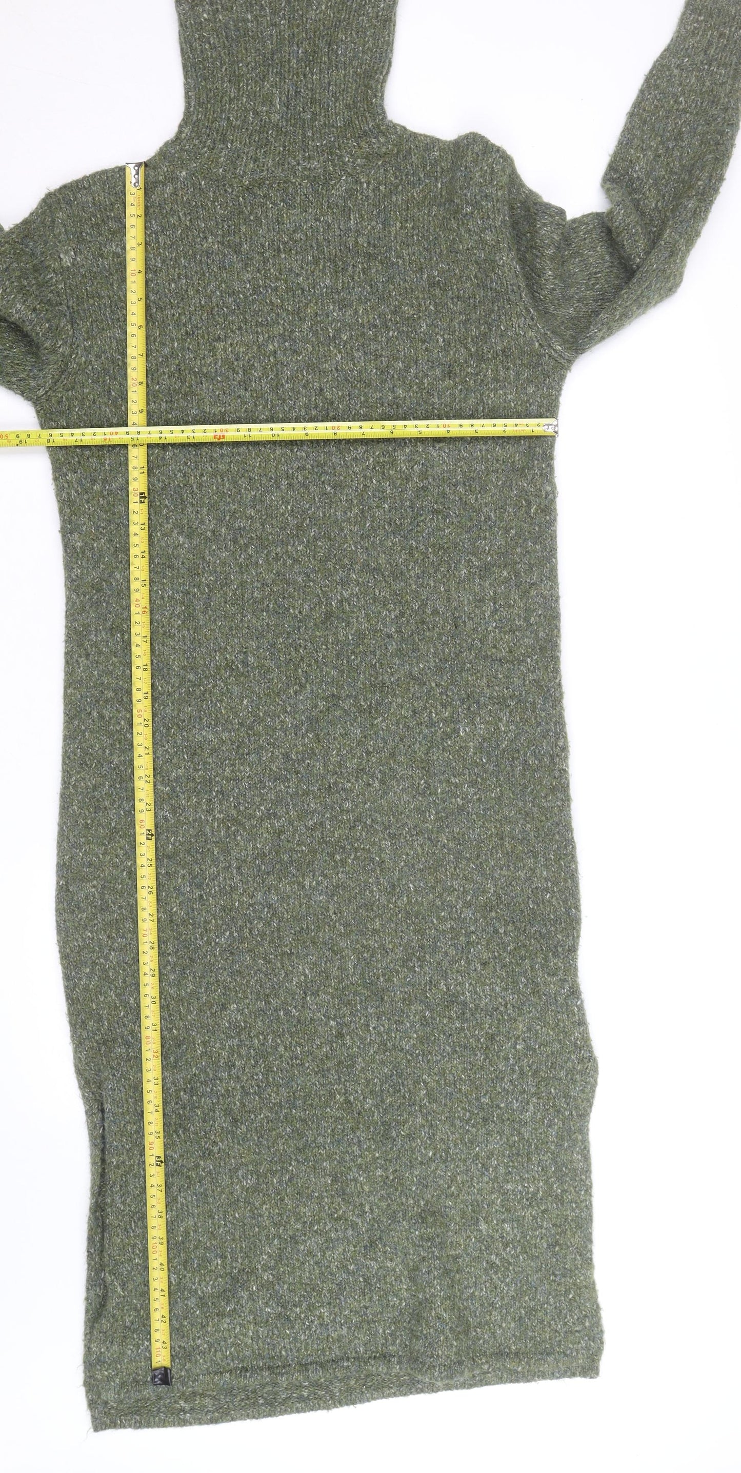 Yes Lola Women’s Green Knit Turtleneck Midi Bodycon Wool Dress S