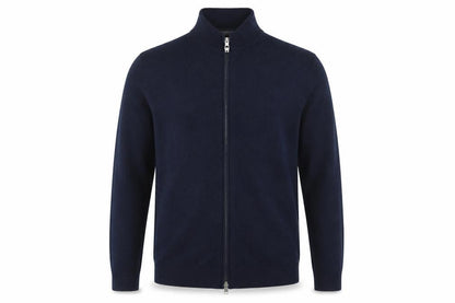 Selected Homme Men's Navy Blue XL Wool Full Zip Collared Jumper