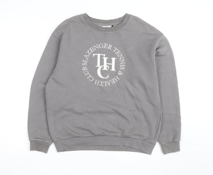 Slazenger Men’s Grey Crew Neck Pullover Sweatshirt S Sports Logo